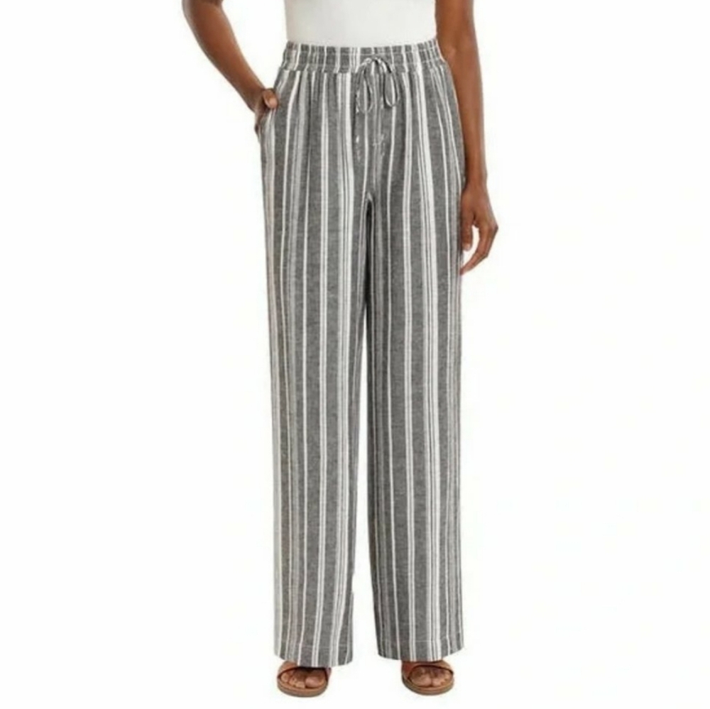 Briggs Linen Blend Striped Pants Size Small Like-New